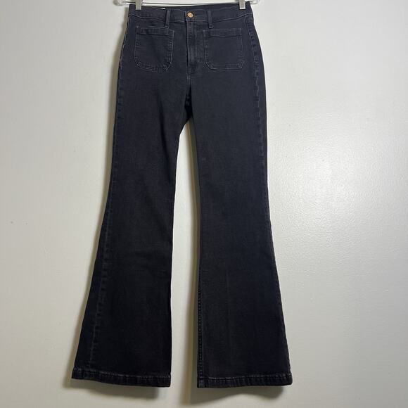 GAP Women's 70s High Rise Flare Jeans Denim Black Sz 28 Boho - Picture 1 of 10